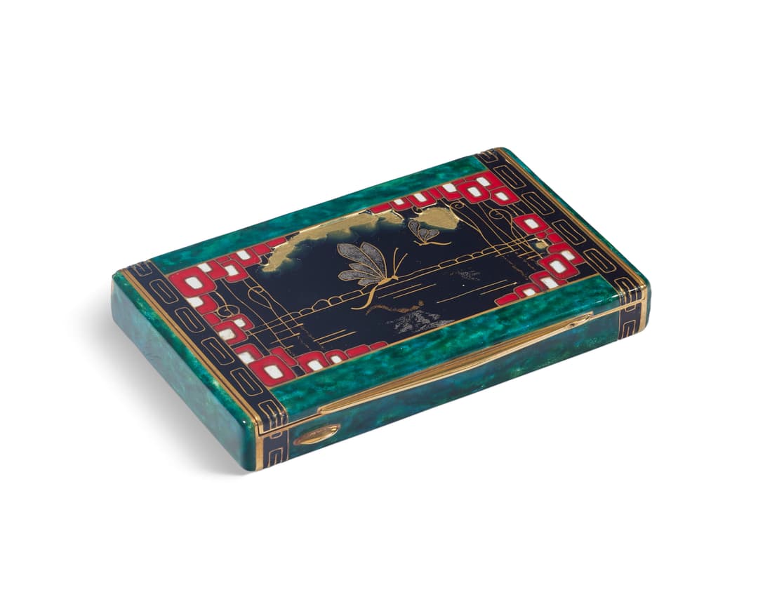 A French Art Deco Gold and Enamel Cigarette Case