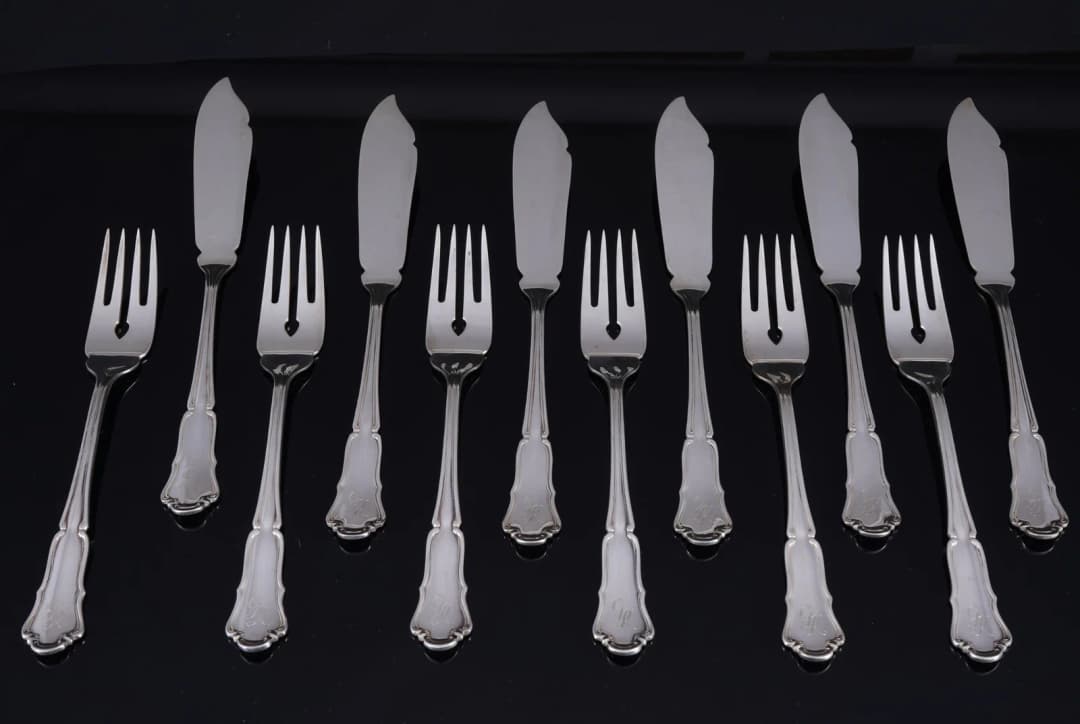 Wilkens Dresden Baroque 800 silver fish cutlery for 6 persons
