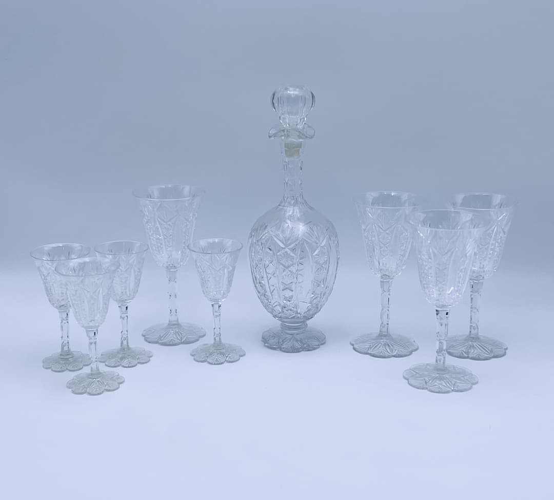 Baccarat "Conde" Rikt Slepent Karaffel og Glass