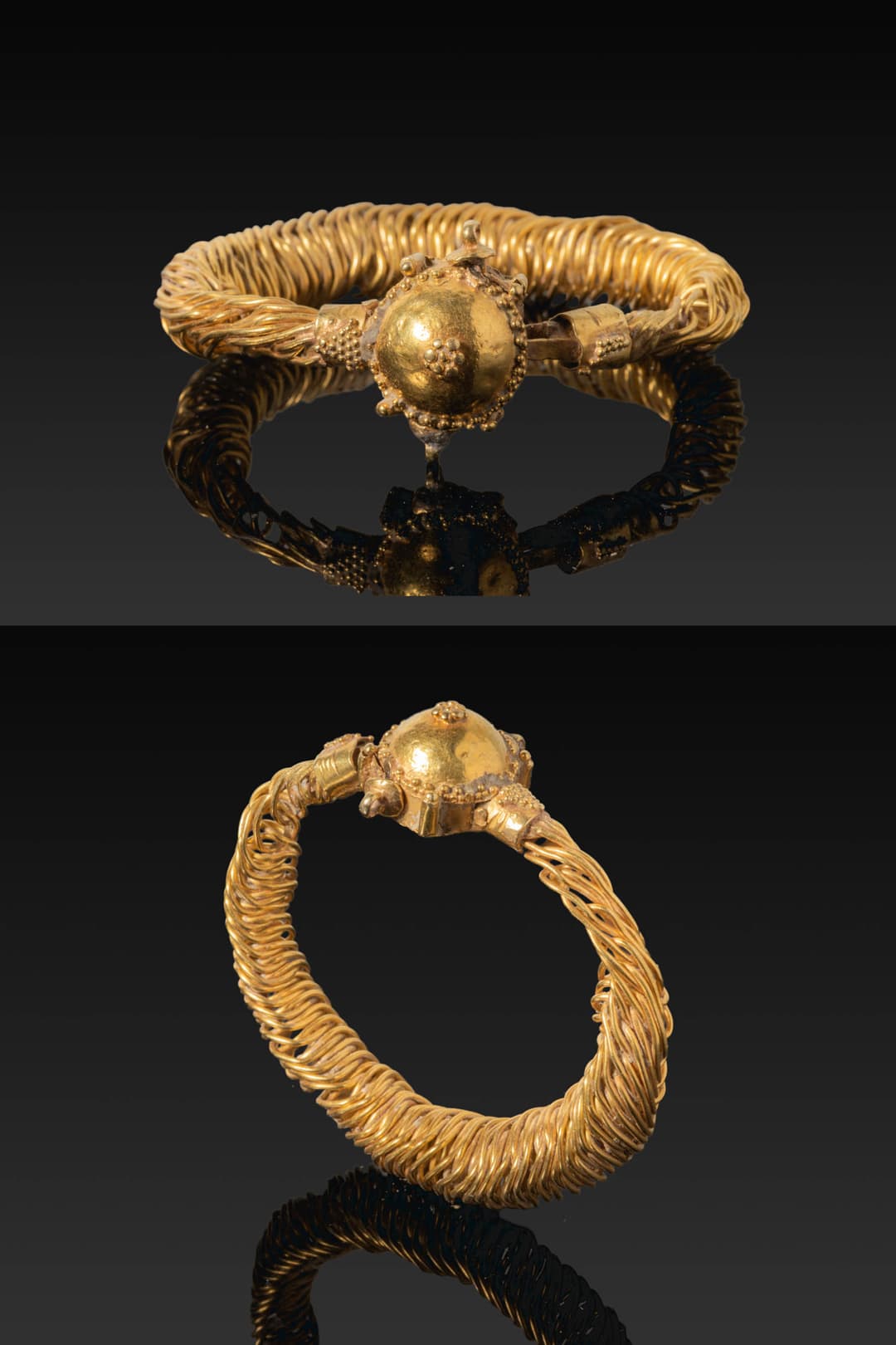 HEAVY BYZANTINE GOLD BRACELET WITH CENTRAL DOME AND GRANULATION