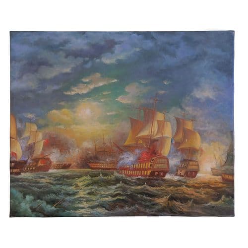 G. Tiom - Naval Battle Scene, Oil on Canvas