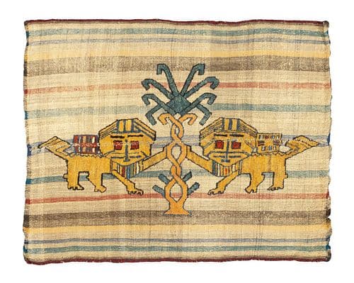 Antique Handwoven Gabbeh Palas Textile Art 4'2" x 5'