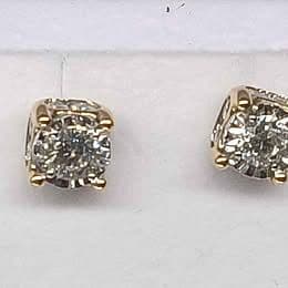 2.12 ct. Natural Round Diamonds Screw Back Earrings in 14K Yellow Gold
