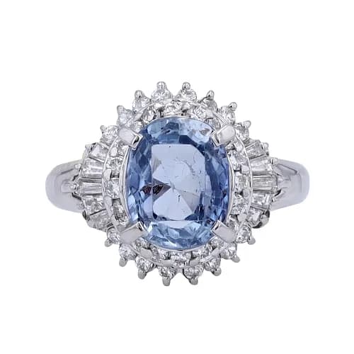 GIA 3.45 ct. Sri Lanka No Heat Sapphire & Diamond Fashion Ring Set in Platinum