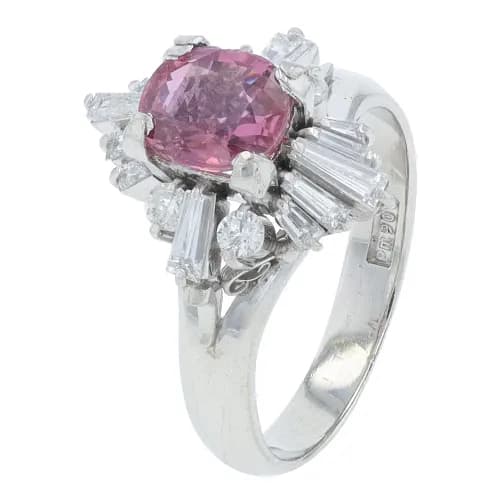 GIA 1.79 ct. Pink Kenya Sapphire & Diamond Fashion Ring Set in Platinum