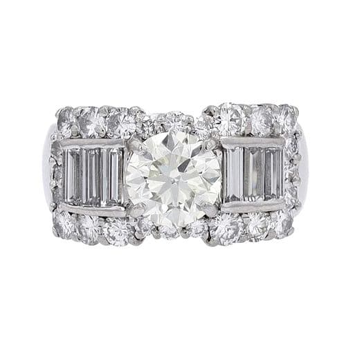 GIA 3.37 ct. Natural Round Diamonds Wedding Ring Set in Platinum