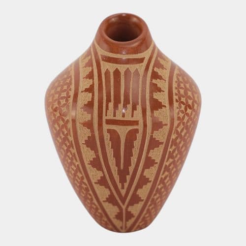 Wilma Baca Tosa Jemez Pueblo Native American Sgraffito Carved Red