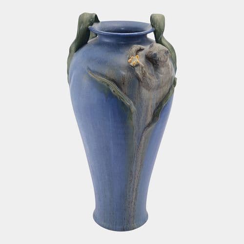 Ephraim Faience Art Pottery 2006 Sea Otter Show Piece Blue Ceramic Vase E50