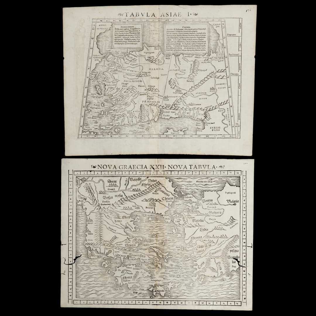 MÜNSTER, Nova Graecia XXII, och Tabula Asiae I, ca 1550.
