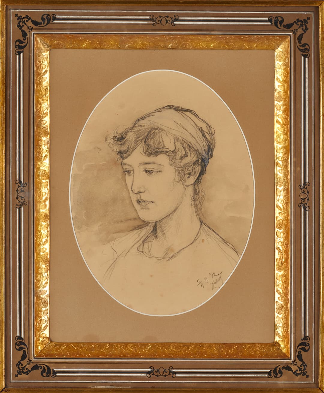 RYSK SKOLA, Porträtt av kvinna, signerad och daterad 4/13 1912, b