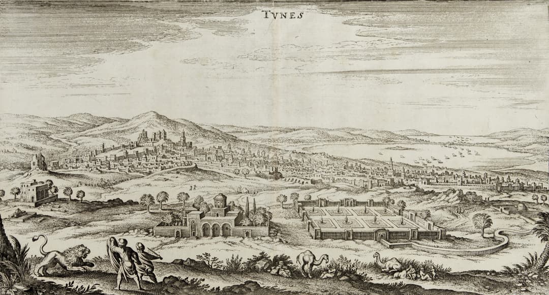 STADSVYER/FÄSTNING (4), Jersualem, Tunis, Tripoli och Alger, 1600-tal.