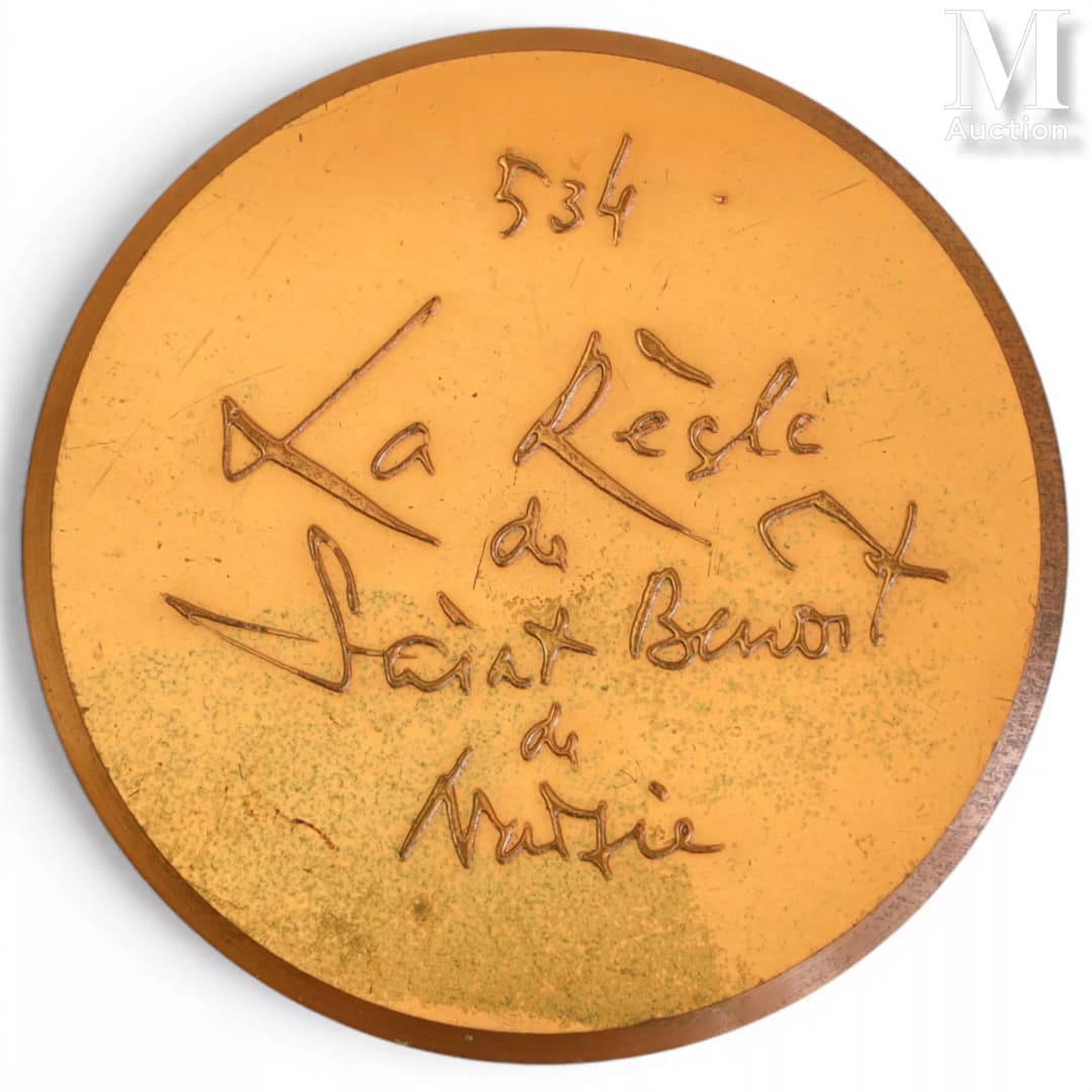 MATHIEU Georges (1921-2012) Médaille en bronze "La règle de Saint