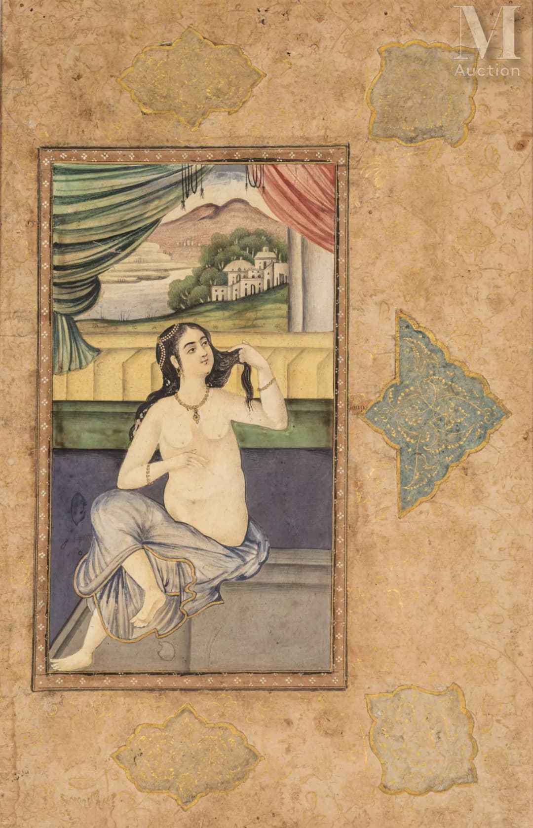 Européenne au bain Iran, Art zand, fin du XVIIIe siècle