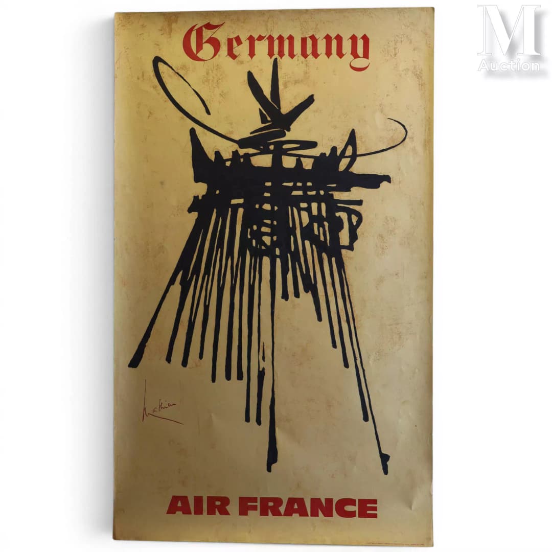 MATHIEU Georges (1921-2012) Affiche en couleur AIR FRANCE "GERMANY"
