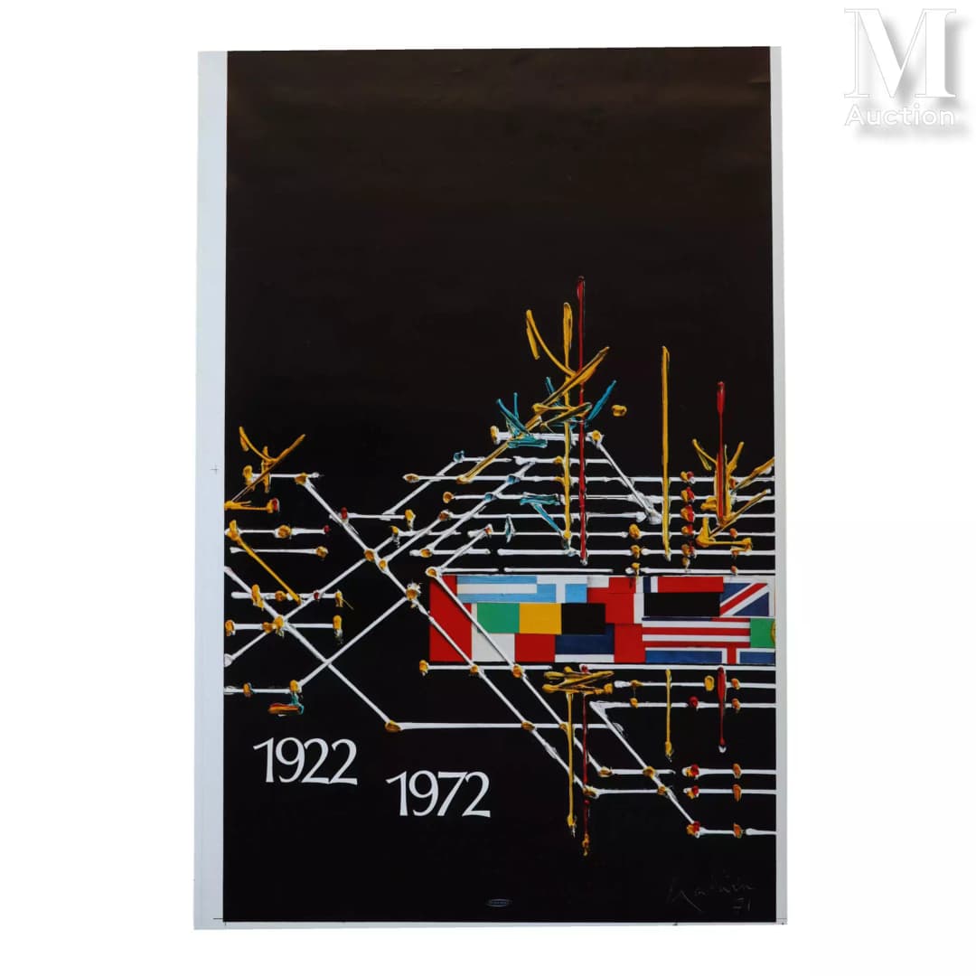 MATHIEU Georges (1921-2012) Affiche "Les Chemins de Fer Français 1922-1972"