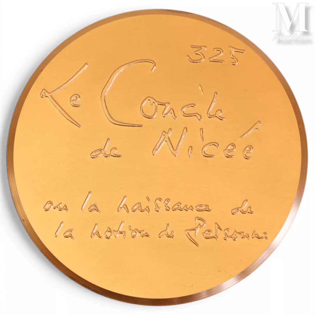 MATHIEU Georges (1921-2012) Médaille en bronze "Le Concile de Nicée
