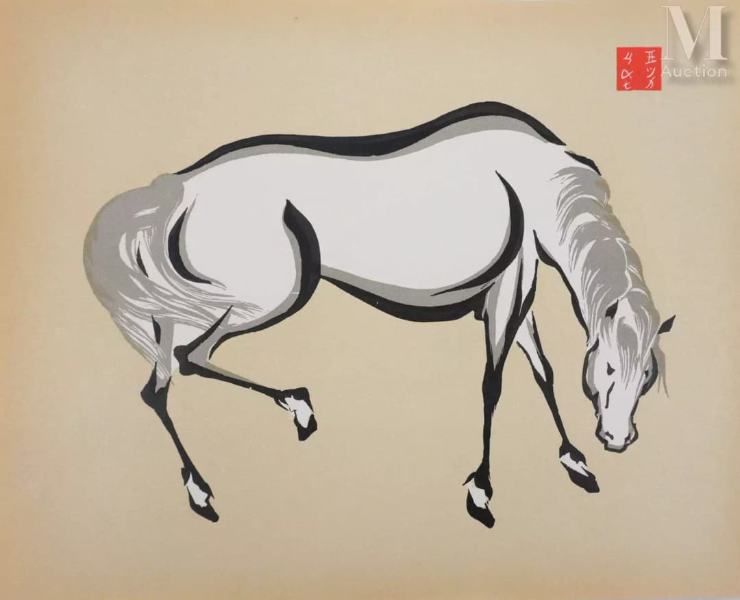 URUSHIBARA Mokuchu (1888-1953) Cheval dans un champ, c. 1930