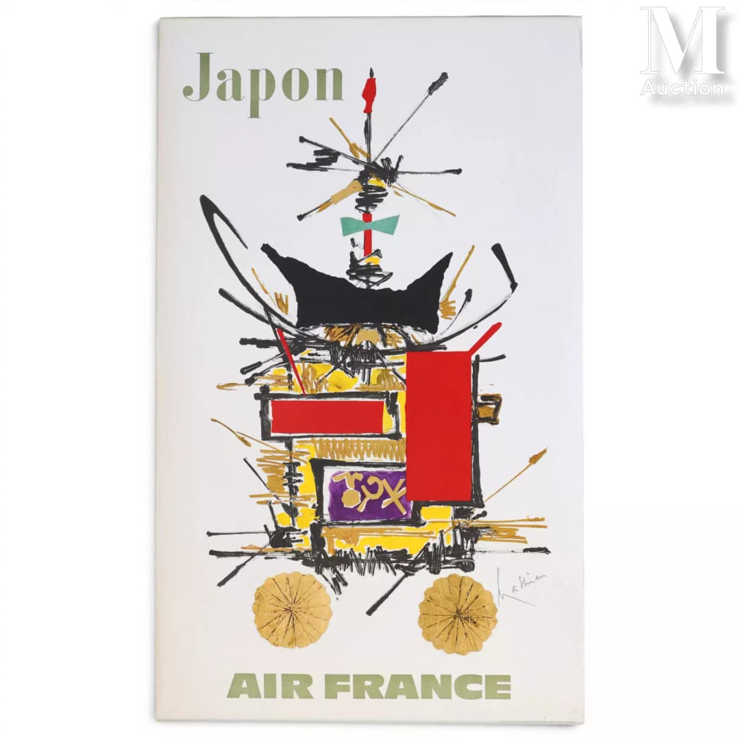 MATHIEU Georges (1921-2012) Affiche en couleur AIR FRANCE "JAPON"