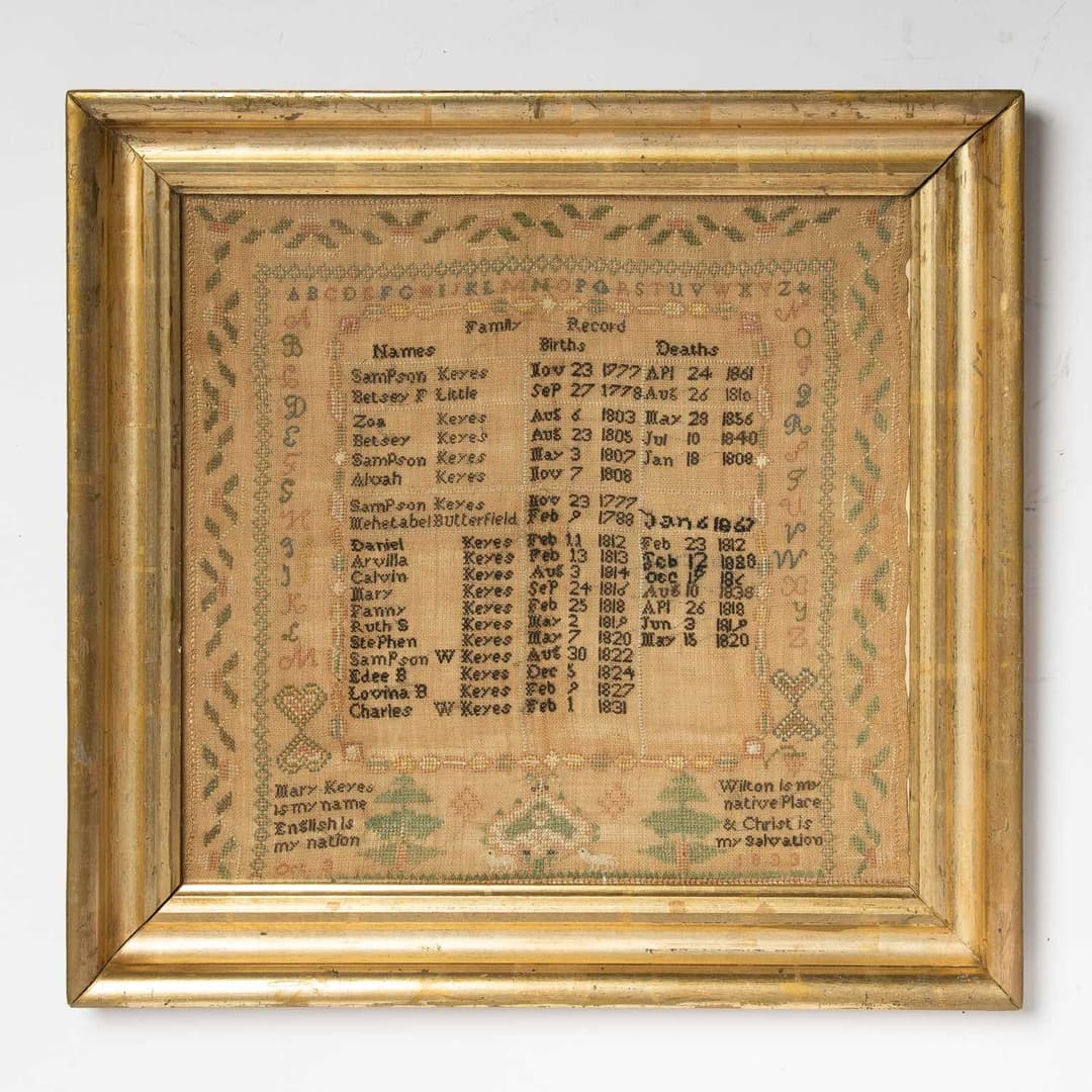 Needlework Sampler "Mary Keyes Family Record"