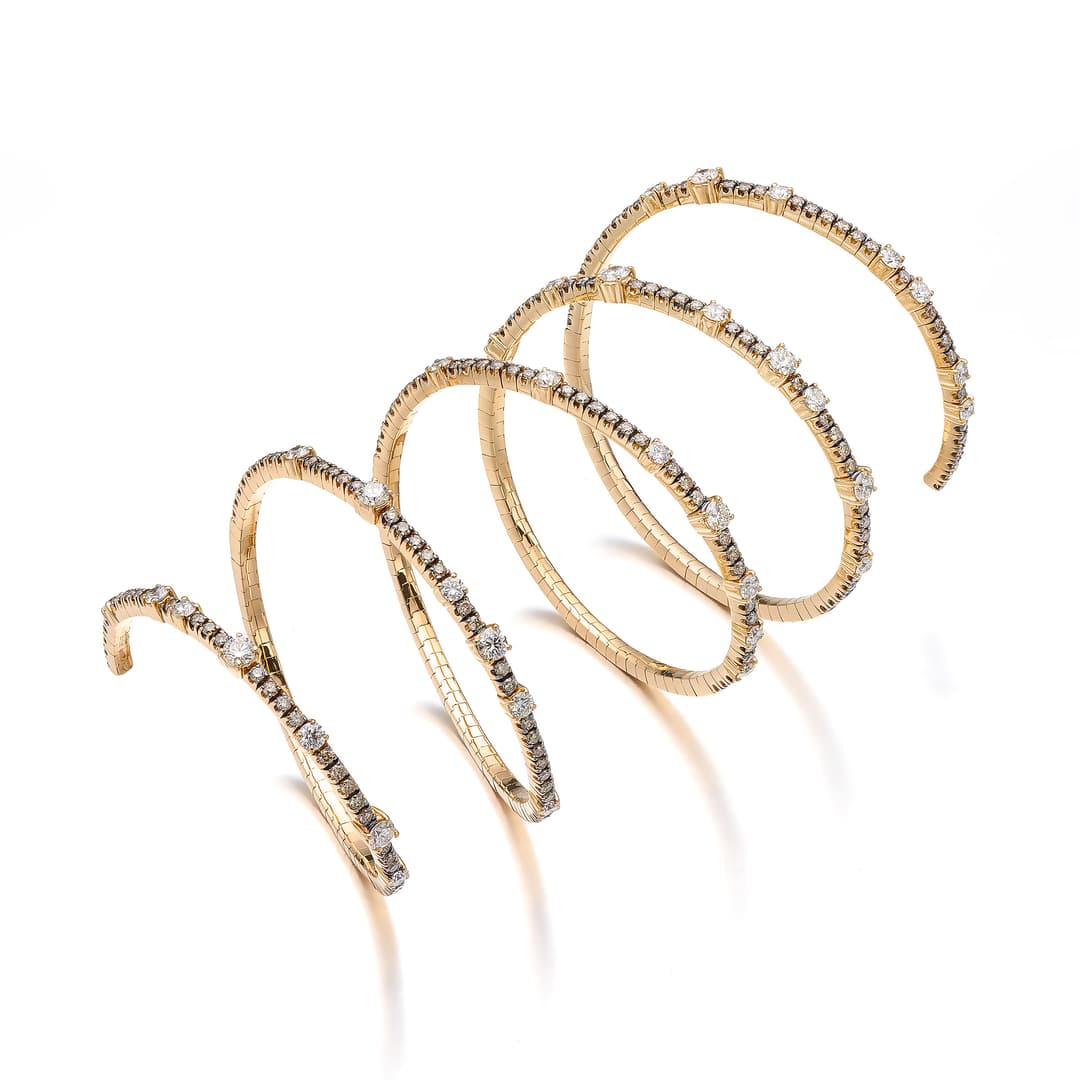 A Diamond and Rose Gold 'Spiral' Bangle Bracelet, Crivelli