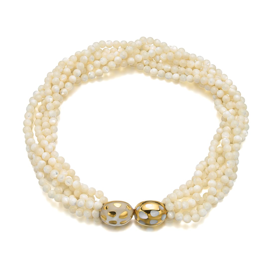A Mother-of-Pearl and Gold 'Positive & Negative' Torsade Necklace