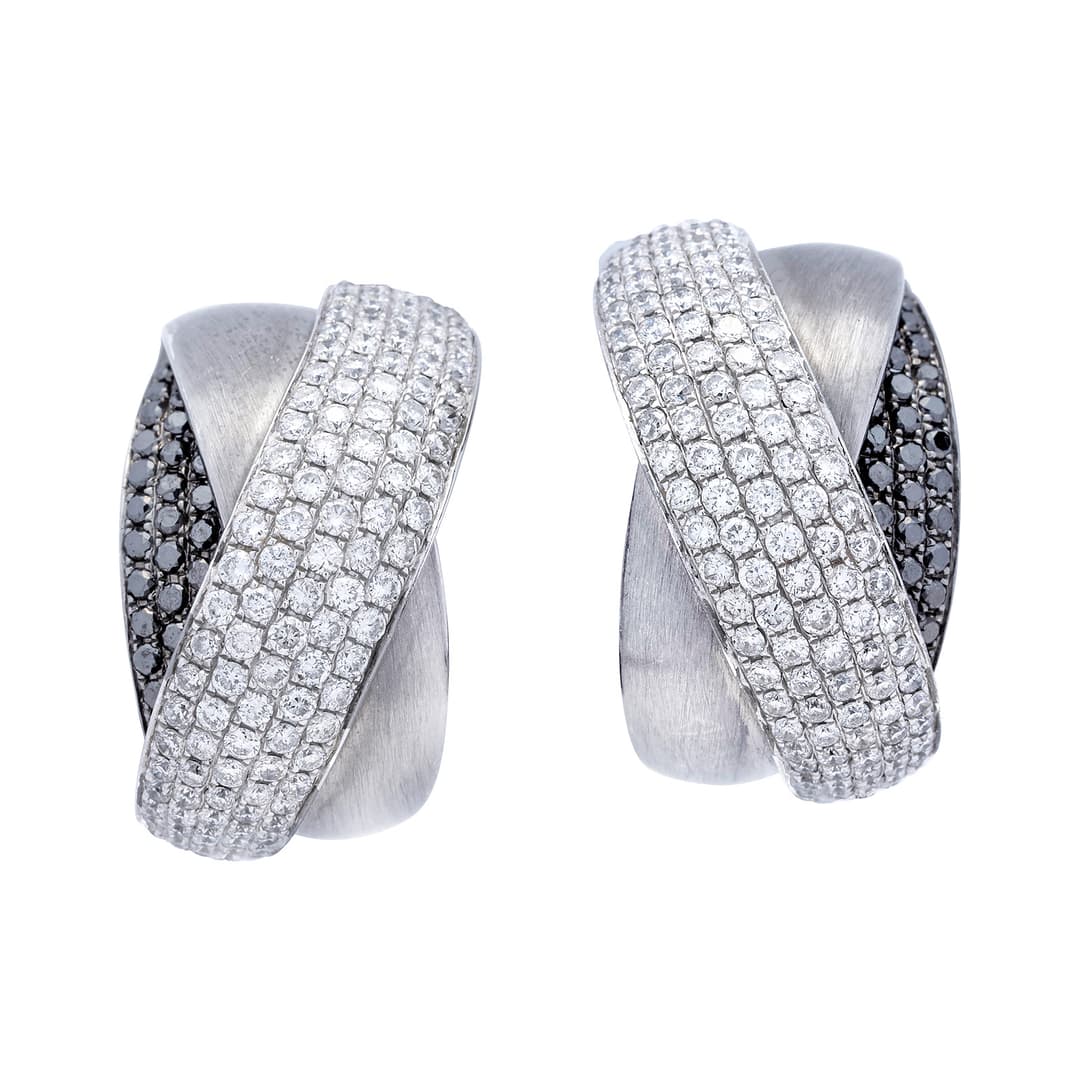 Diamond and Blackened Gold Ear Clips
