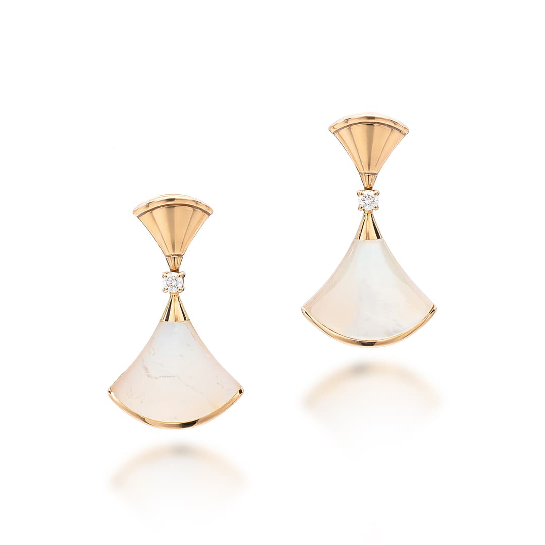 A Pair of Mother-of-Pearl, Diamond and Rose Gold 'Divas' Dream' Earrings
