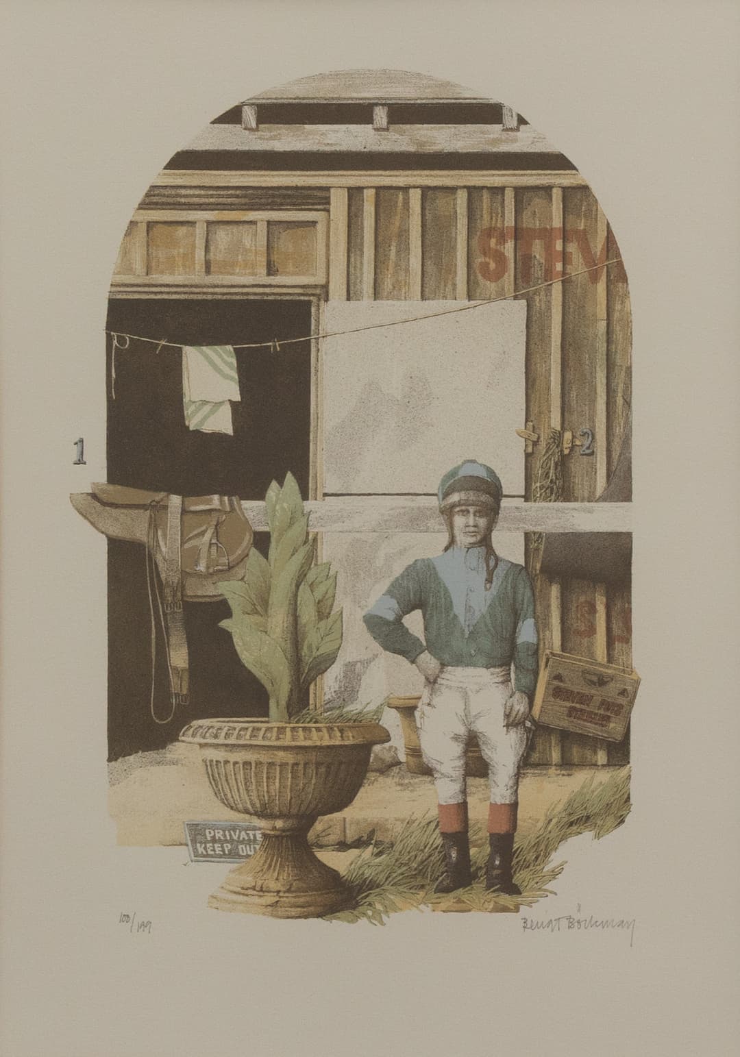 BENGT BÖCKMAN. Ryttare, litografi nr 100/199, signerad.