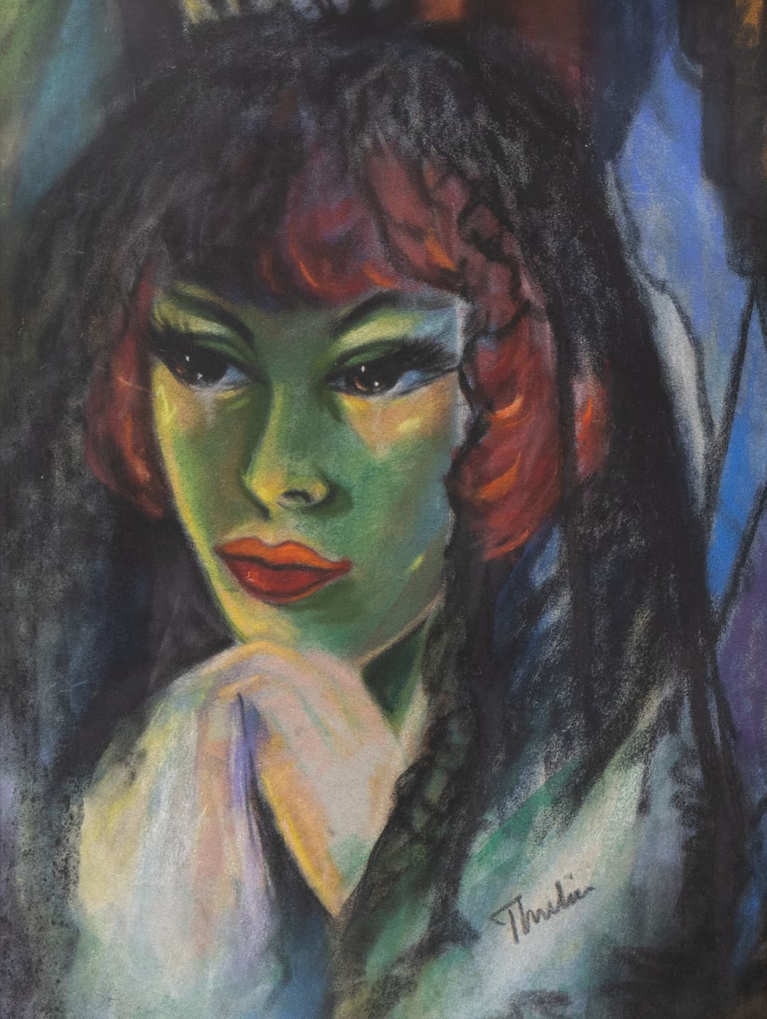 ETHEL LILIAN THULIN. Kvinnomotiv, pastell, signerad Thulin.