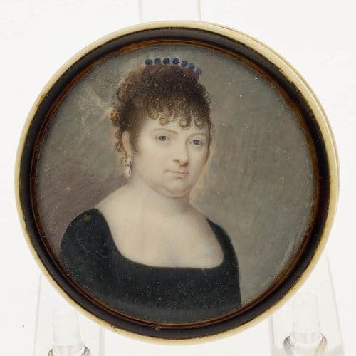 European School Ivory Box w Portrait, Early 19th C