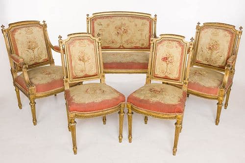 Louis XVI-Style Aubusson Seating Furniture, 19th C