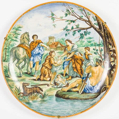 Italian Majolica Charger with Biblical Scene