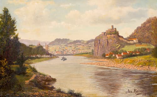 062 Josef Reiner, Der Schreckenstein mit Blick auf Usti nad Labem. 1919.