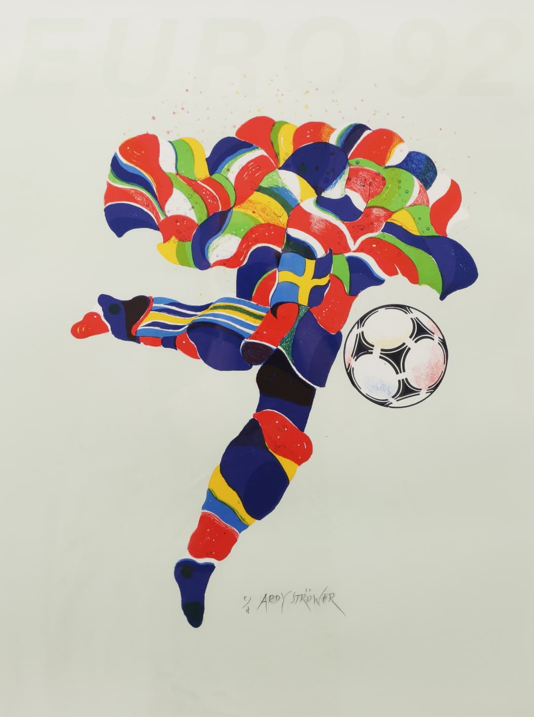 ARDY STRÜWER. "Euro 92", litografi, signerad.