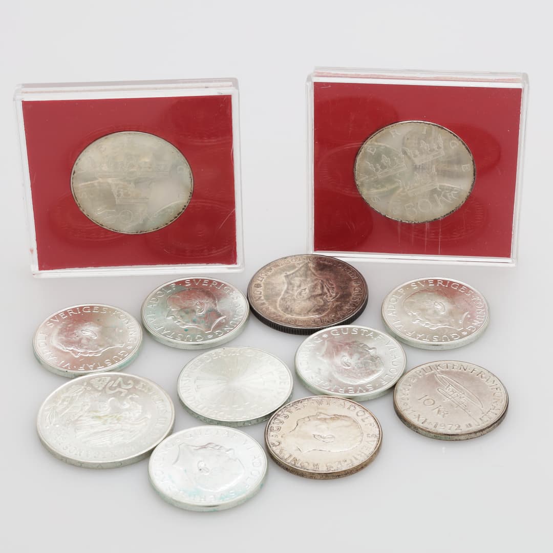 MYNT, silver, Sverige mm, totalvikt 1968 gram.