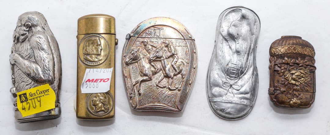 Five Vintage Match Safes
