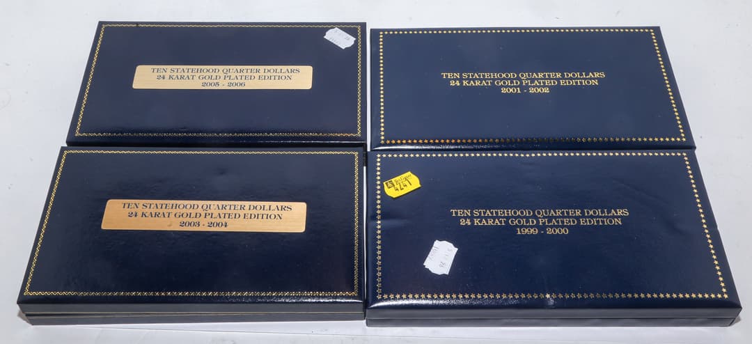Four Sets- Ten Statehood Quarters 24k Gold Plated