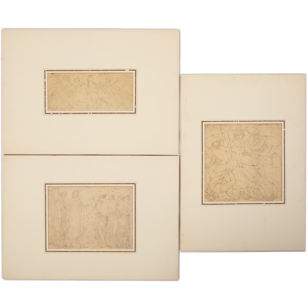 John Flaxman. Three Classical Themed Drawings