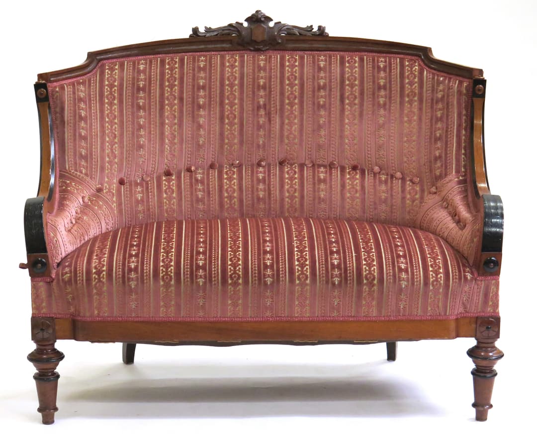 Soffa, delvis svärtad valnöt, oscariansk, 1800-talets 2 hälft