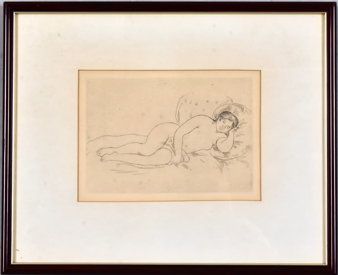 PIERRE AUGUSTE RENOIR, efter, etsning, vilande akt, (1906).