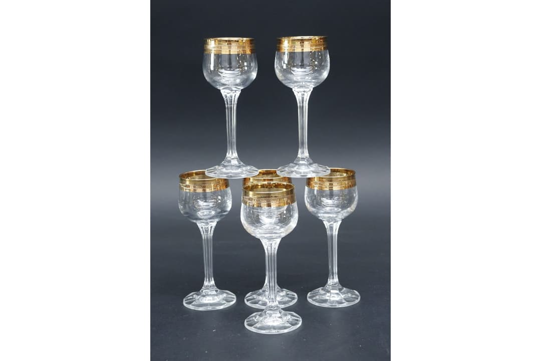 Likörglas, 6st, med guldkant