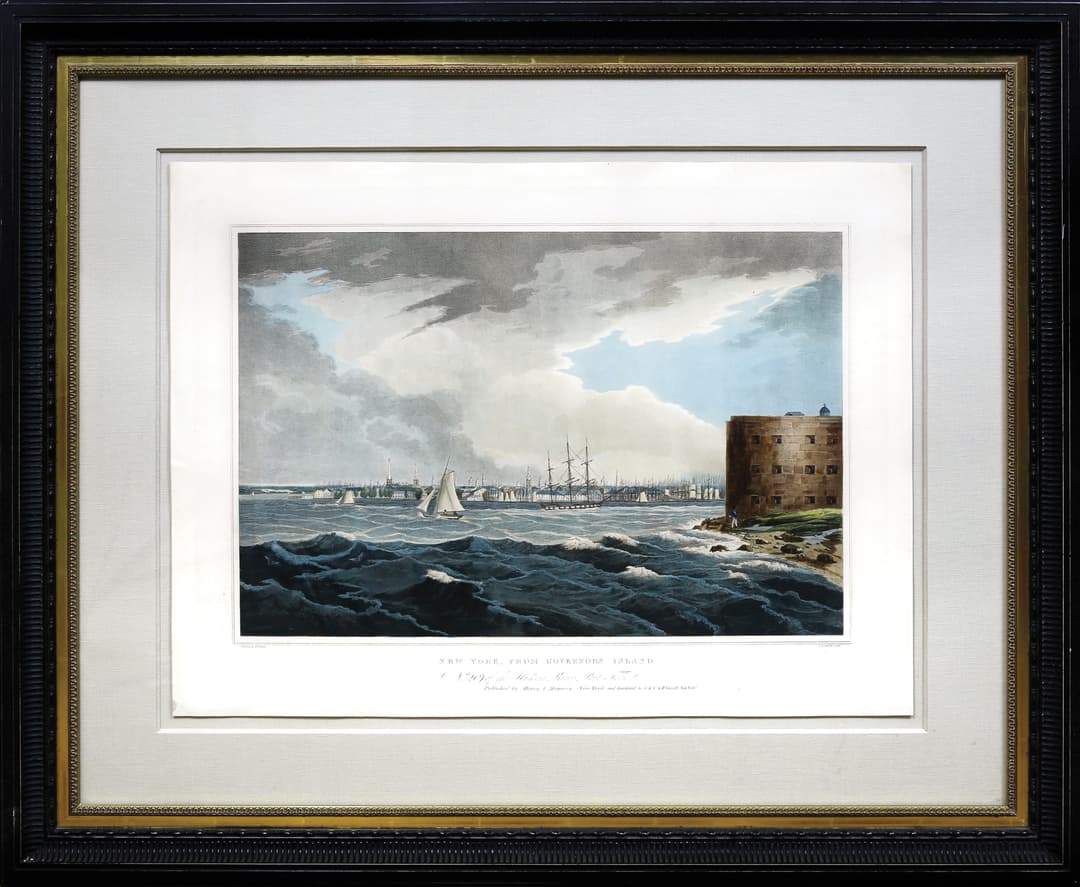 Hill & Wall's Aquatint of New York from Governor's Island - The most