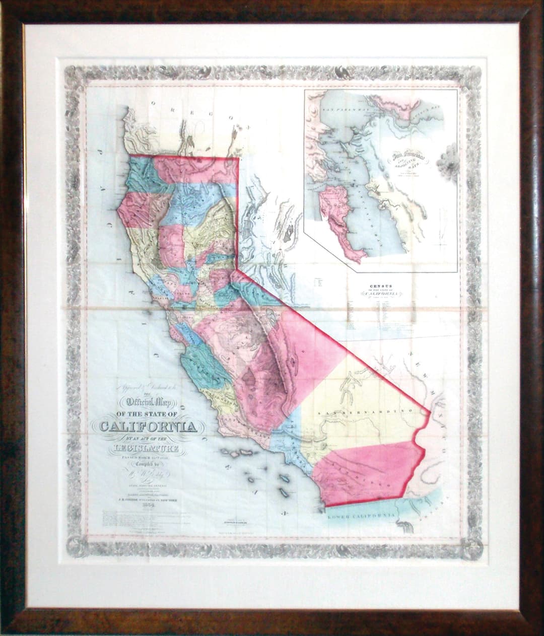Eddy's Map of California, 1854 - The Extremely Rare First "Official