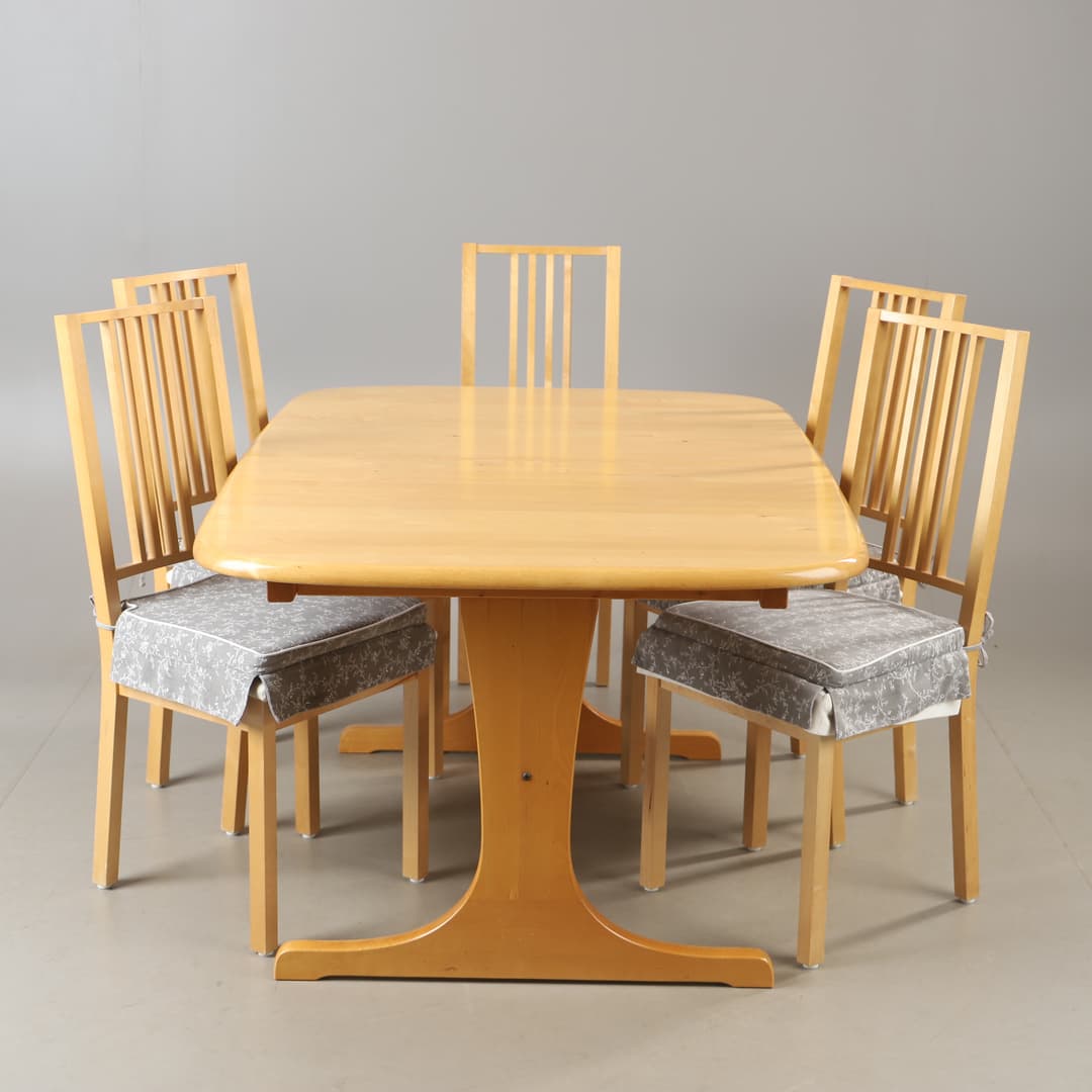 MATSALSGRUPP, 6 delar, björk, 1900/2000-tal.