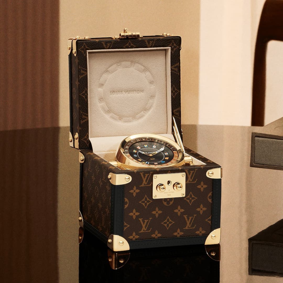 Louis Vuitton, Malle pendulette, Quartz, 80 mm, laiton, Monogram Cadeau