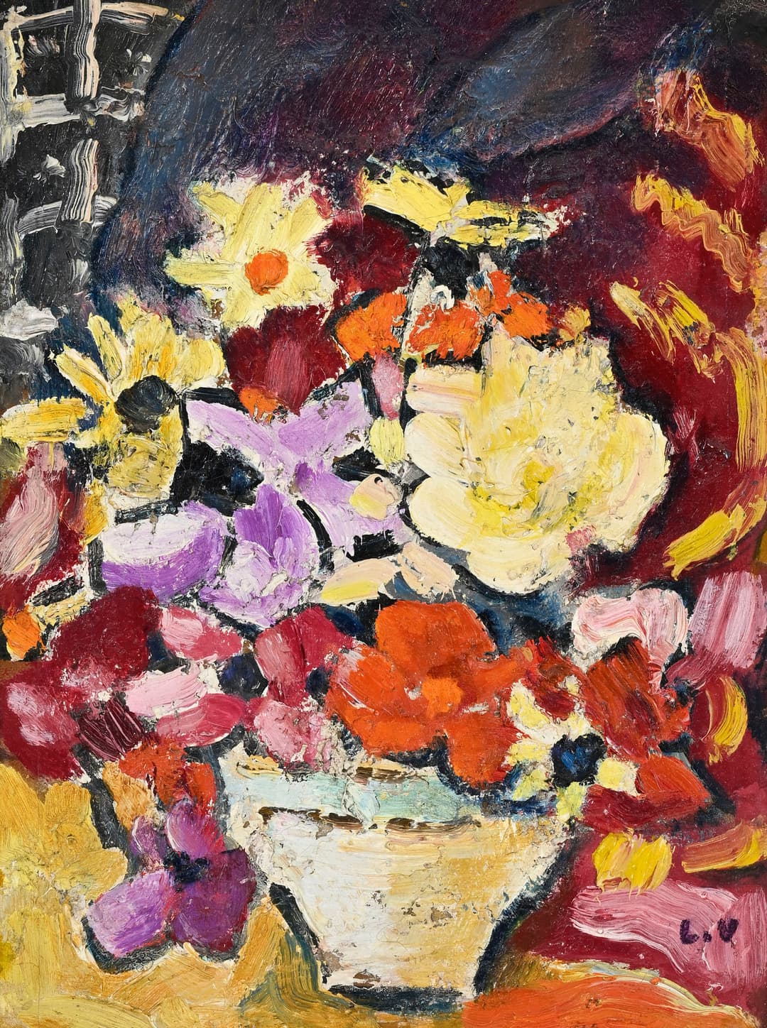 Louis Valtat (1869-1952), "Vase de fleurs", 1942, huile sur carton