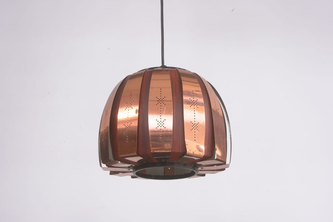 TAKLAMPA, med koppardetaljer, 1900-talets andra hälft